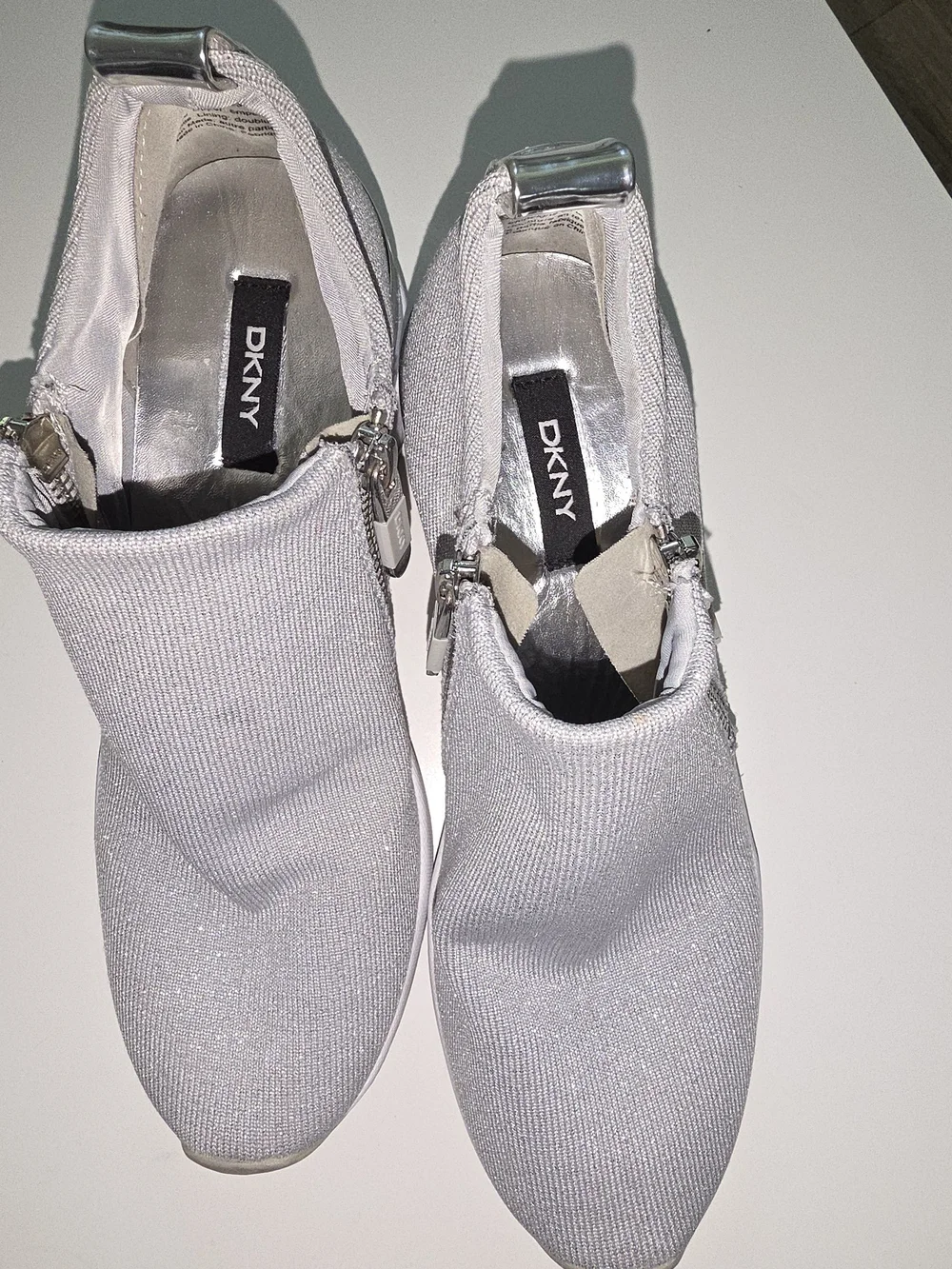 DKNY Women's Silver Slip-On Ankle Sneakers